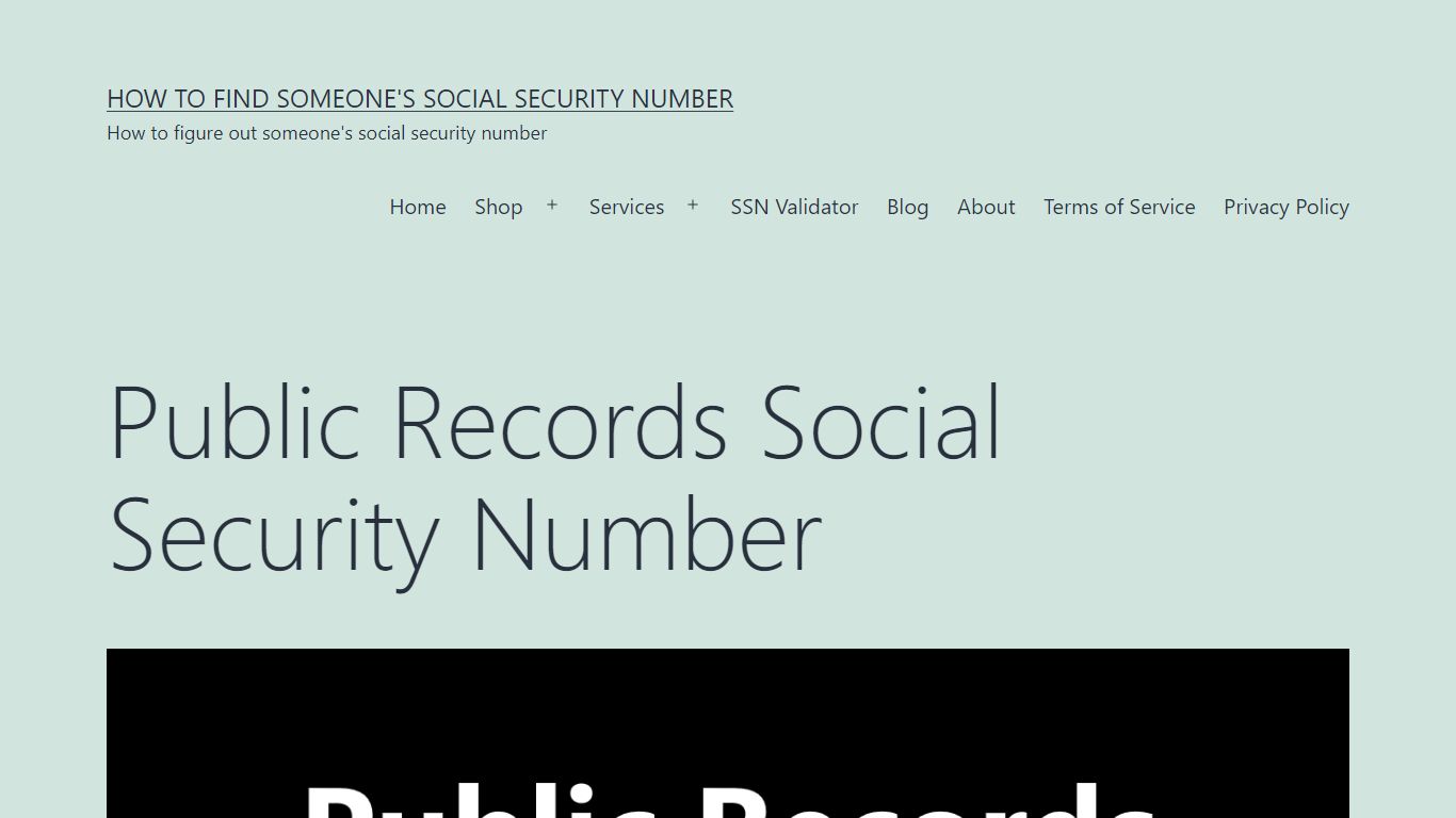 Public Records Social Security Number